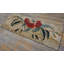 Antique American Folk Art Red Rose Pattern Hooked Rug