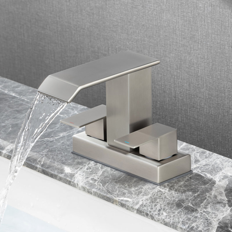 Centerset 2-handle Bathroom Faucet with Drain Assembly, Brushed Nickel