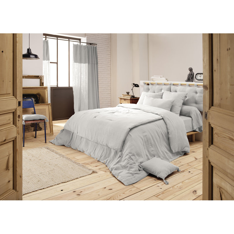 Knopp Cotton Solid Colour Duvet Cover, Light Grey, Super King Duvet Cover