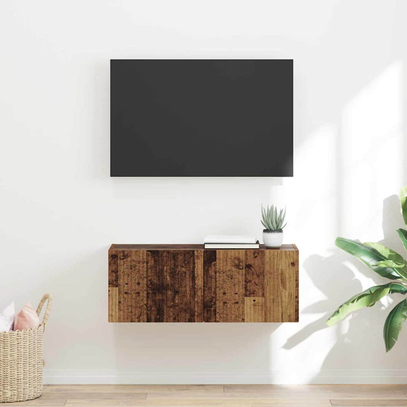 Unfinished TV Stand, Old Wood, 29.5cm H x 78.5cm L x 31cm W