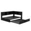 Lit de jour pleine grandeur avec lit gigogne et armoires de rangement, structure de lit d'angle en forme de L en métal avec ports USB-117562323