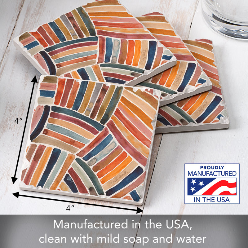 Stoneware Square 4 Piece Coaster Set