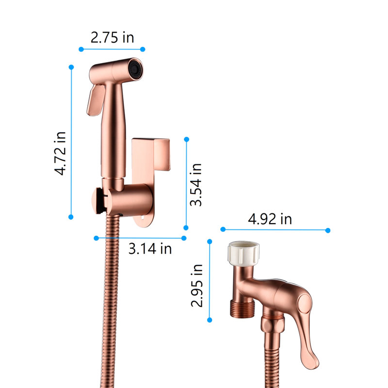 Handheld Toilet Bidet In Rose Gold Metal, Ensures Efficient Hygiene With Variable Spray And Rust Protection - Provides Hygienic Cleaning Adjustable Function