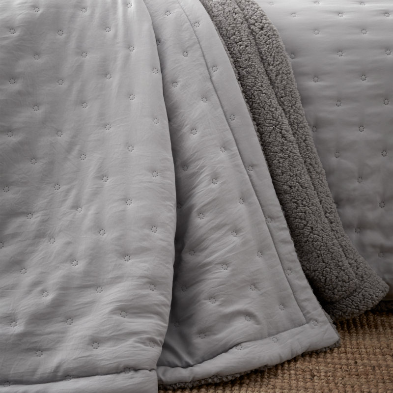 Cosy Nori Soft Sherpa Bedspread, Silver