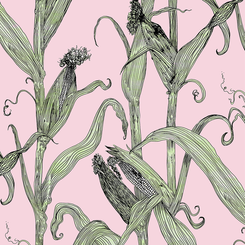 Mais, Vinyl, Green Leaf/Pink