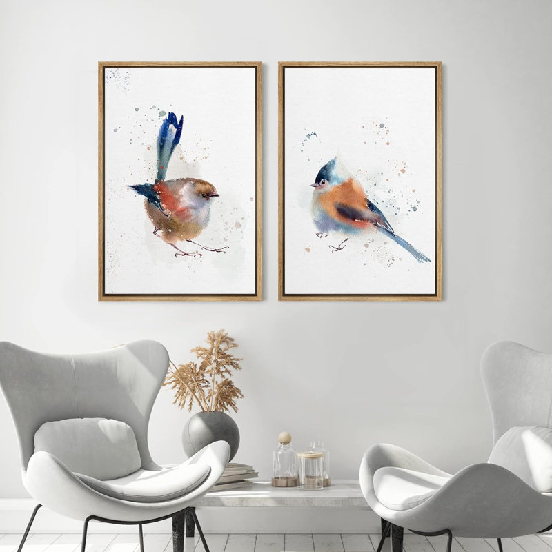 «Pastel Watercolor Explosion Country Bird», 2 pièces, Naturel, H 24 po x l 16 po