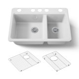 Riverby 33" Enameled Cast Iron Undermount Double Basin Kitchen Sink