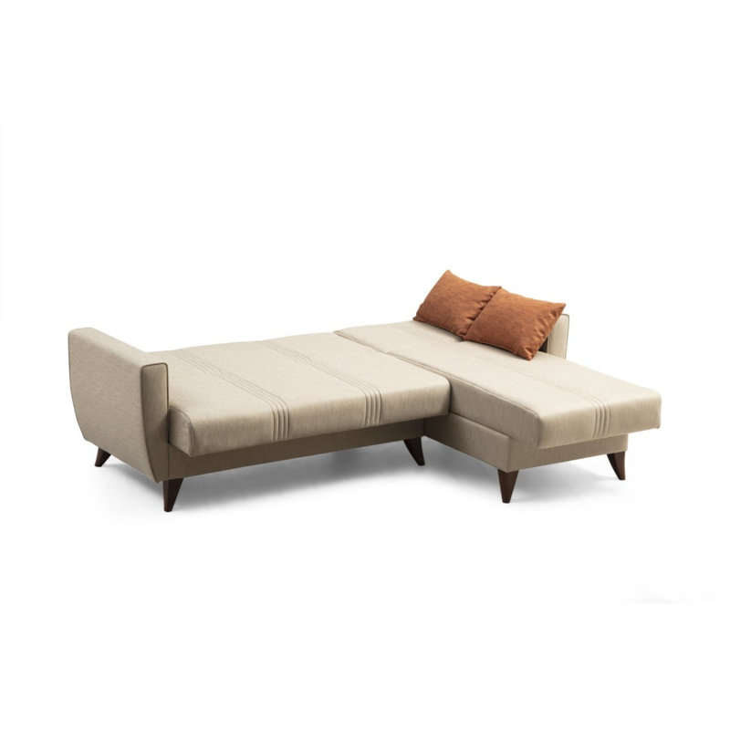 Stylish Corner Sofa Bed, Beige, 85.8 x 33.9 x 51.2 inches | Durable Metal/Wood Frame with 26 DNS Sponge Seat & 22 DNS Back | Comfortable Sitting Height: 17.7 inches | Ideal for Small Spaces, Modern Design