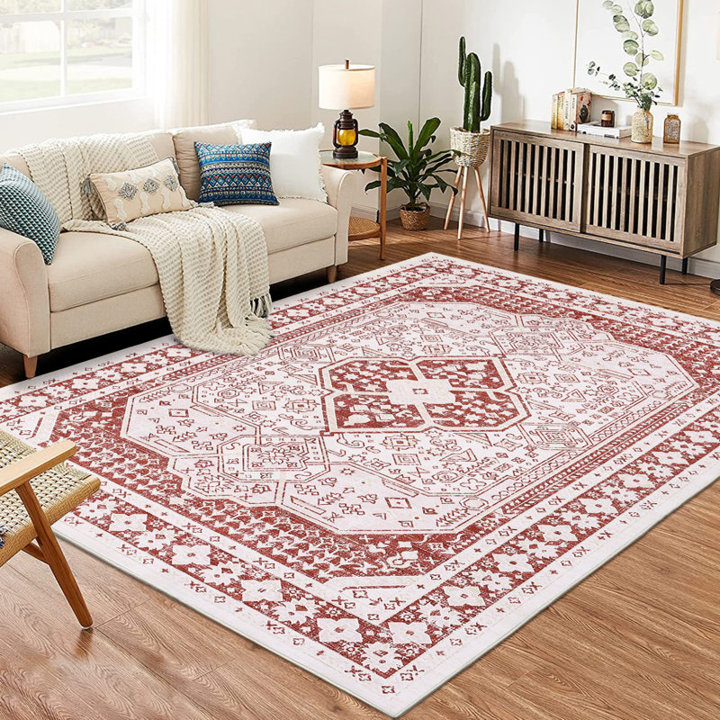Tapis rectangulaires lavables Bevus pour le salon, Rectangle 5 pi x 7 pi
