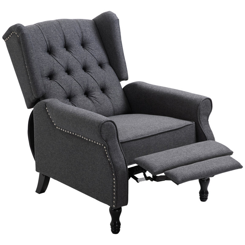Fauteuil inclinable rembourré en tissu, fauteuil d'appoint capitonné, fauteuil en lin avec repose-pieds, accoudoir, coussin rembourré,