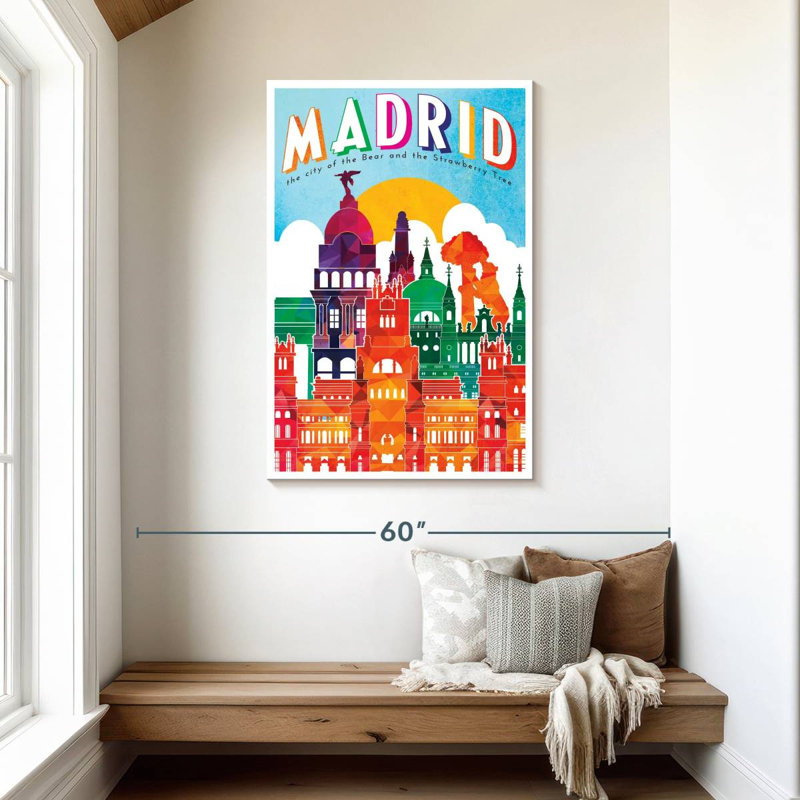 Affiche rétro de Madrid, Madrid, H 45 po x l 30 po