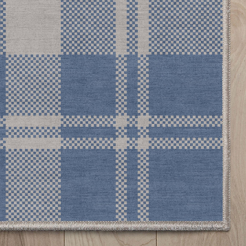 Tapis bleu à tissage plat Kehr, Rectangle 3 pi 3 po x 5 pi