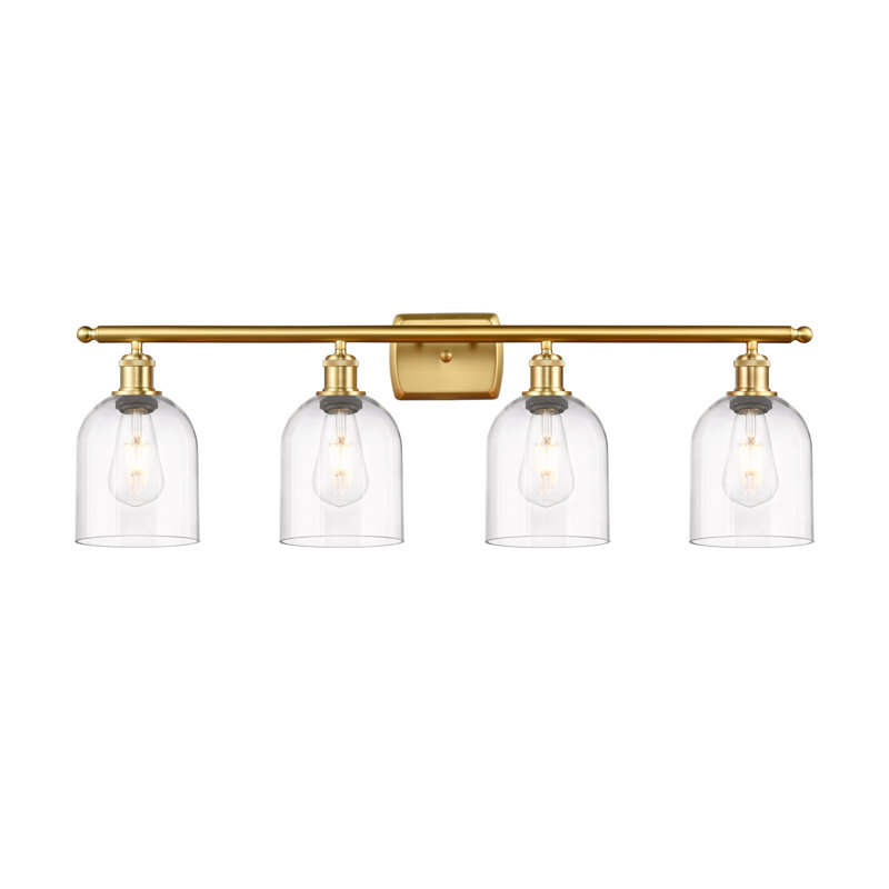Anacaren 4 - Light Dimmable Vanity Light, Satin Gold, Clear
