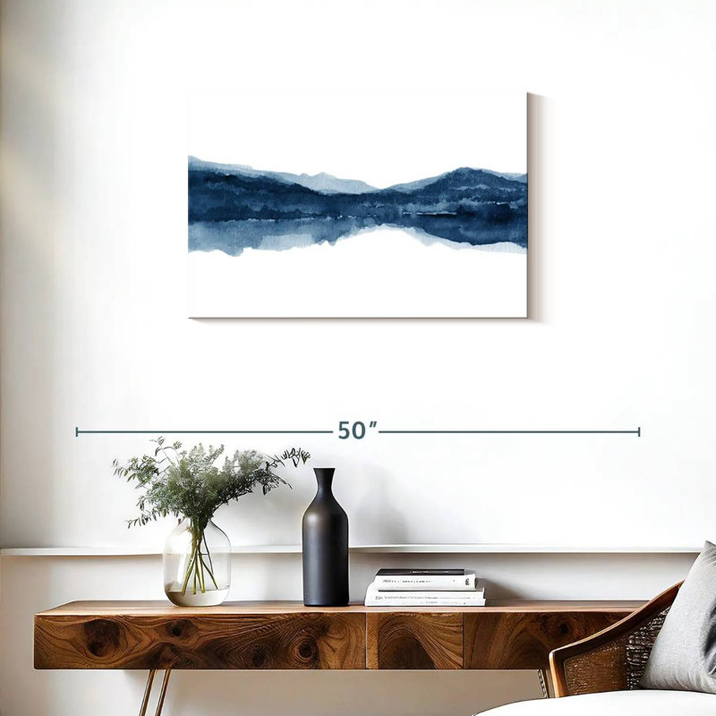 Aquarelle Avery, paysage bleu marine III, H 20 po x l 30 po