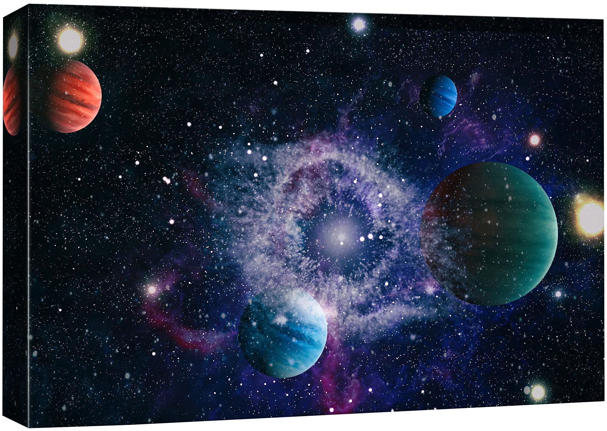 IDEA4WALL quot Red Green And Blue Planets In The Galaxy quot on Canvas Wayfair