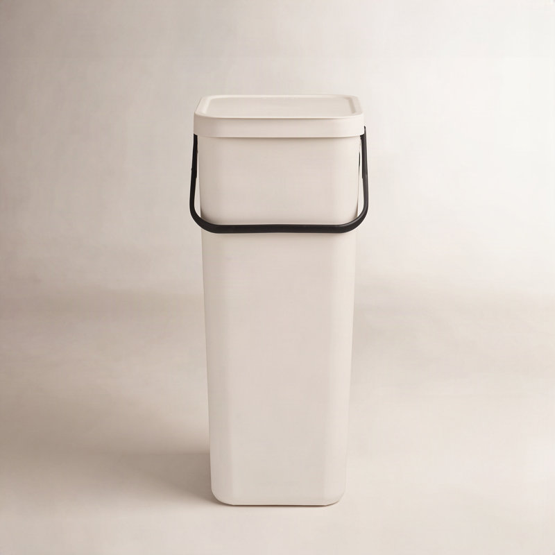 Poubelle de recyclage en plastique 10,6 gallons Sort & Go, Beige doux