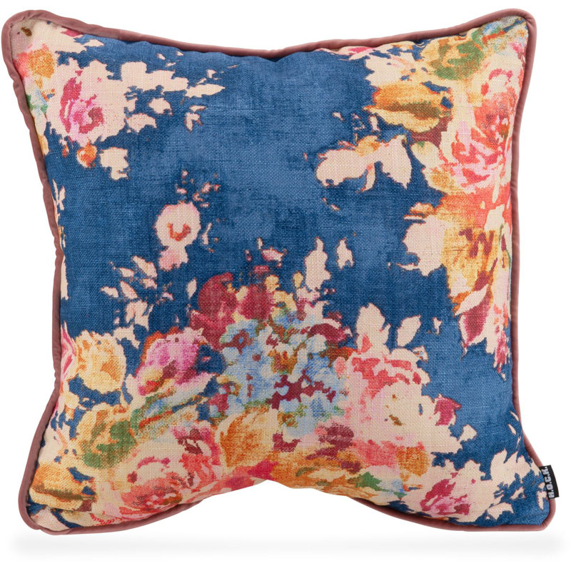 Frozen Love Floral Square Cushion, 50 x 50cm, Blue/Cream/Pink