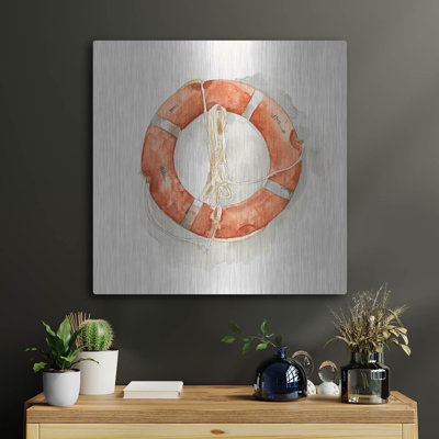 Art mural en métal luxueux «Nautical Safety 2» par Emma Caroline, 24 po x 24 po