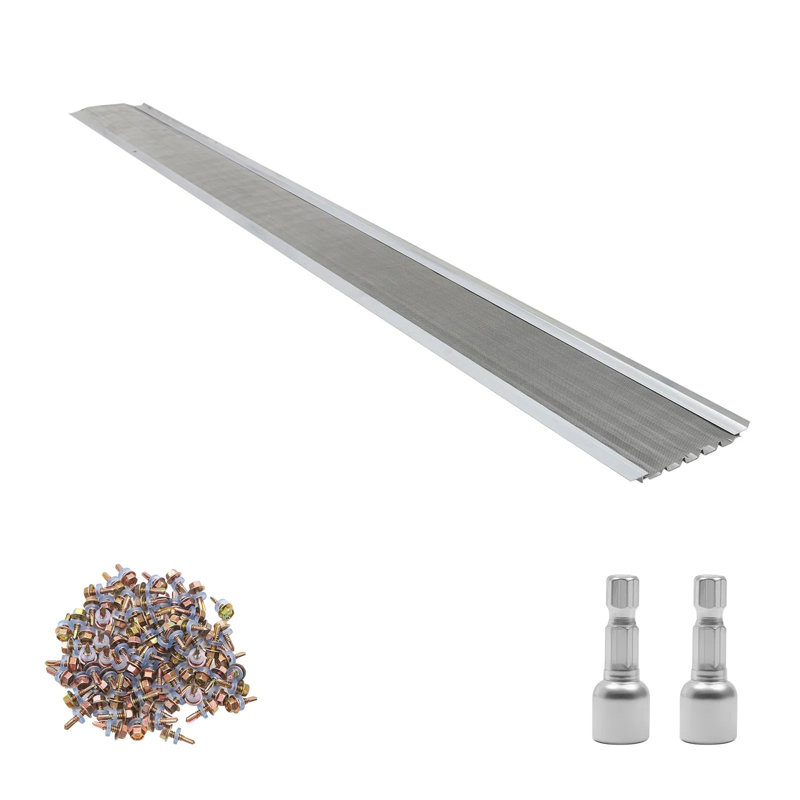 Protège-gouttière, couvre-gouttière en aluminium de 6 po avec micromaille en acier inoxydable, longueur robuste de 100 po, épaisseur de 0,04 po, protège-feuilles pour les débris et les aiguilles de pin, installation facile, vis incluses, 20 pièces