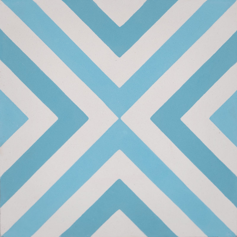 Mazagan 8" x 8" Cement Patterned Wall & Floor Tile, Two Toned Blues
