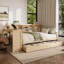 Lit de jour en coin avec tiroirs de rangement, bureau intégré, station de recharge et bibliothèque, structure de lit de jour multifonctionnelle en bois pour chambre à coucher ou chambre d'amis-1601030070
