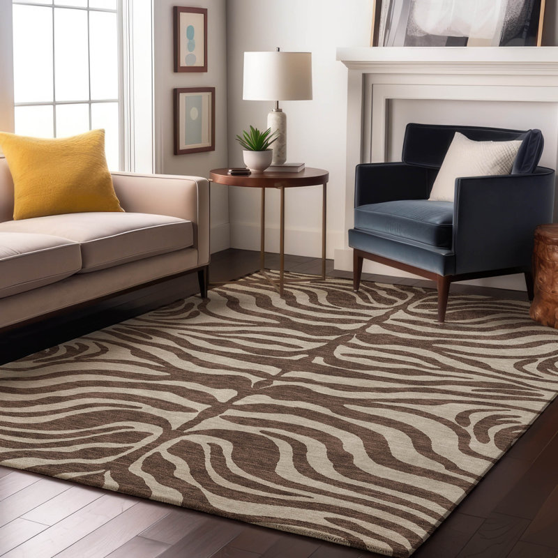 Premium Machine Washable Goulven AMF1042 Animal Print Rug, Rectangle 2'6" x 3'10"