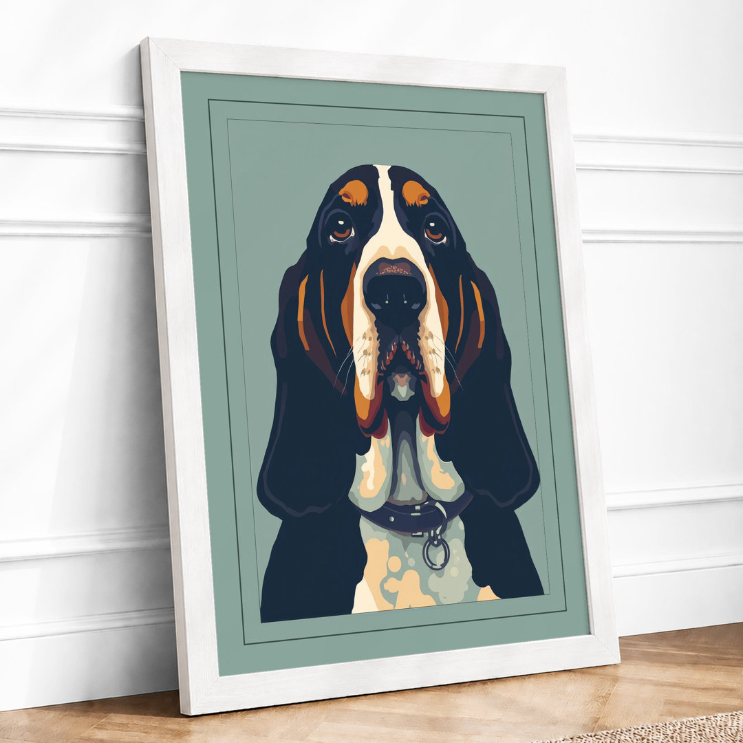 Dignified Basset Hound Modern - Framed Print