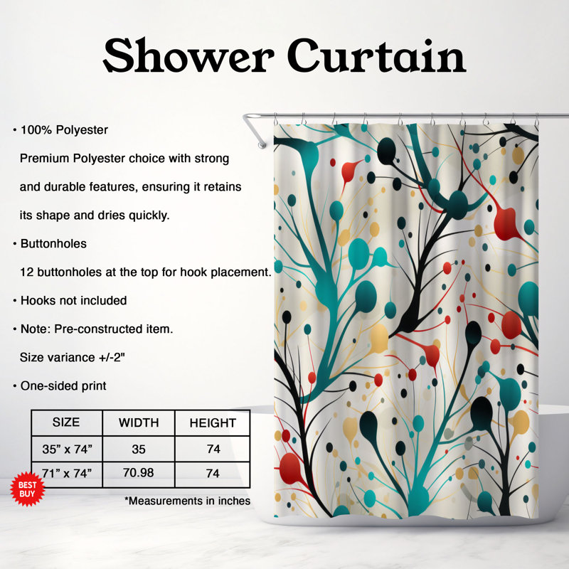 Shape Mix - Premium Shower Curtain, 74" H x 71" W