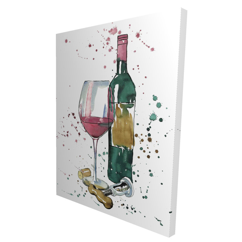 Bottle of Red Wine - Object Red Canvas for Home Decor