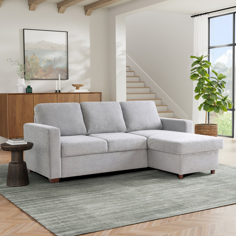 Serta Kendrick 89.4" Reversible Storage Sectional Sofa, Gray Polyester