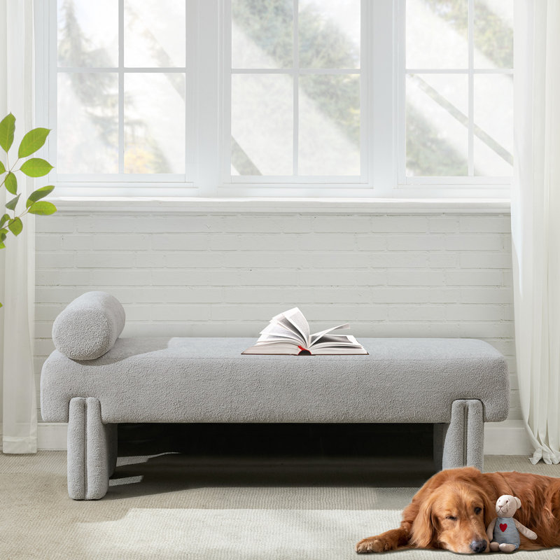Bulwell 59.4" Long Upholstered bedroom bench, Gray