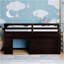 Lit mezzanine simple avec armoire et tablette - Espresso-1795922763