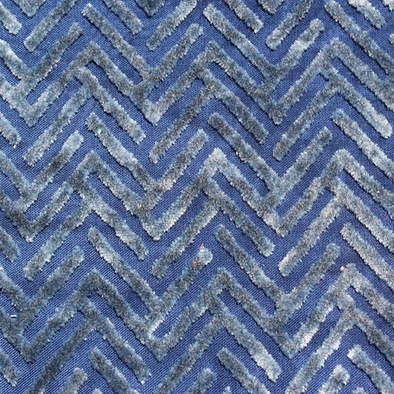 Emerson Fabric | Geometric Velvet Fabric | Drapery & Curtain Fabric and Upholstery Fabric, Sapphire