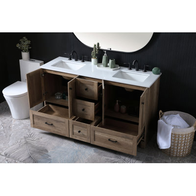 Soma 60'' Double Bathroom Vanity with Engineered Marble Top