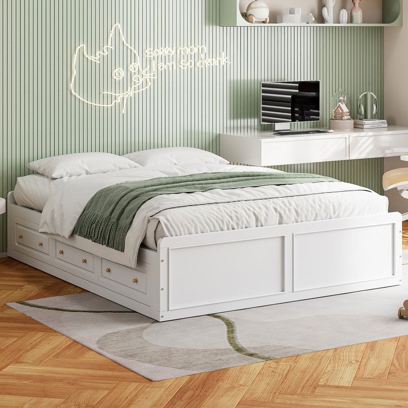 Lit plateforme en bois grand format 6 - Robuste et élégant pour un design attrayant, Blanc