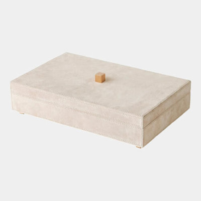 Posh Box-Parchment Suede 4"H x 8"W x 12"D Box