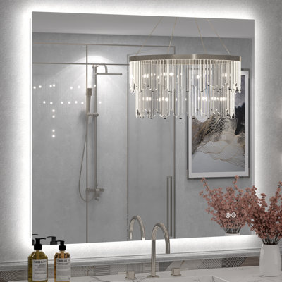 Molly Frameless Anti-Fog 3 Colors Dimmable LED Backlit Wall Bathroom Vanity Mirror
