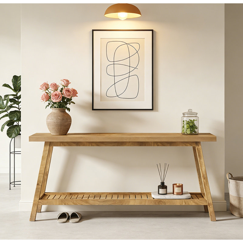 Console à 2 niveaux pour le hall d'entrée, conception peu encombrante | Idée de cadeau, Naturel