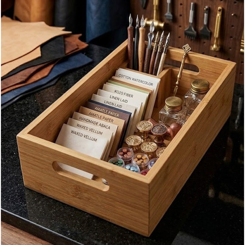 Bamboo Drawer Organizer, 12" L x 8" W x 5.5" H