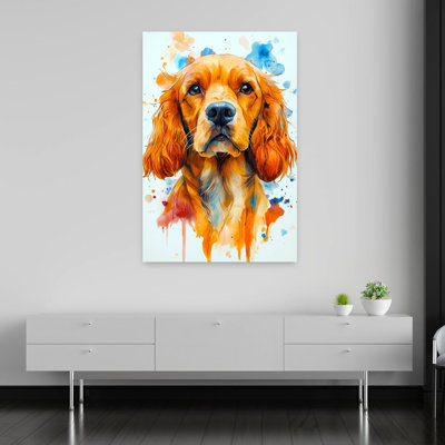 Colorful Watercolor Dog Abstract Colorful Modern Dog Portrait Wall Art