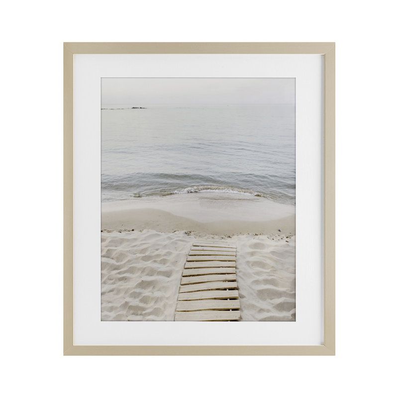 «Beachy Planked Walkway», reproduction sous verre encadrée, conception de Sissi et Seb, Cadre de récolte en pin