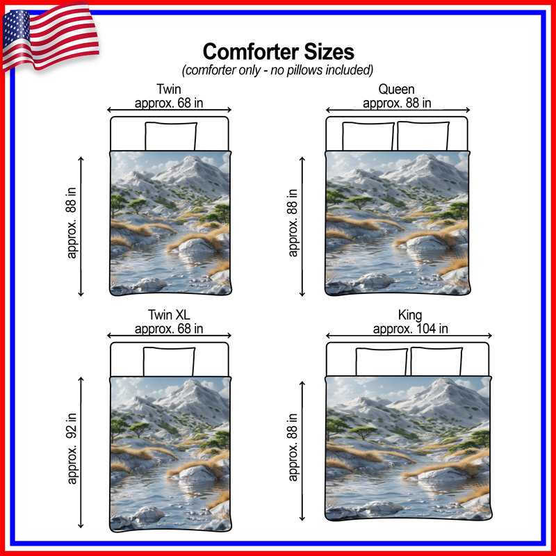 Snowy Mountain Landscape Comforter, Twin