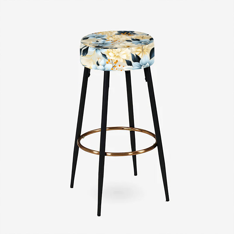 Blue Boho Floral Harmony Dreams II - Ensemble de 2 tabourets floraux