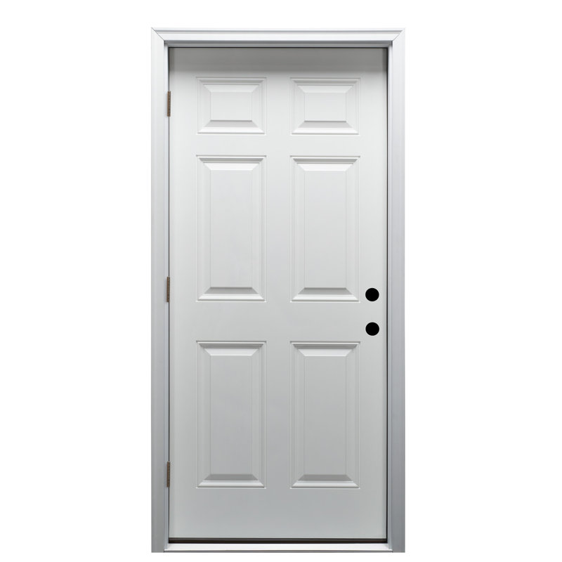 Porte d'entrée pré-suspendue classique en acier apprêté Classic, Côté droit / vers l'extérieur, H 80 po x l 36 po x P 1,75po