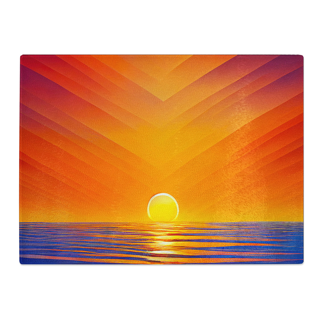Placid Abstract Ocean Sunset  Glass Chopping Board