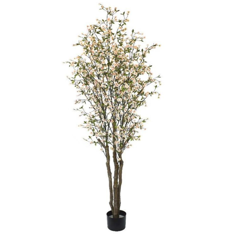 Fire Retardant Artificial Tree 210cm Faux Cherry Tree in Pot Liner