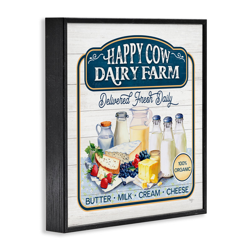 «Happy Cow Farm», estampe numérique encadrée par Mollie B., Giclée encadrée noir minuit, H 17 po x l 17 po