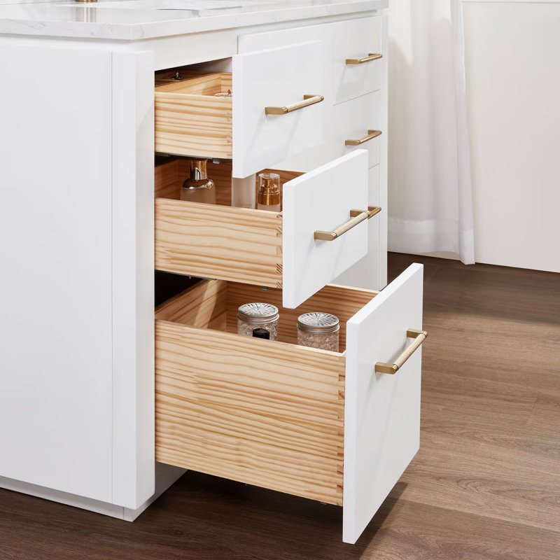 San 60'' White and Gold Freestanding Single Bathroom Vanity