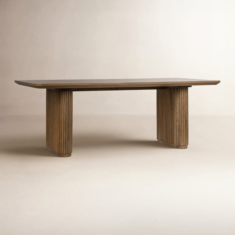 Vander 84" Oak Wood Dining Table, Tawny Brown