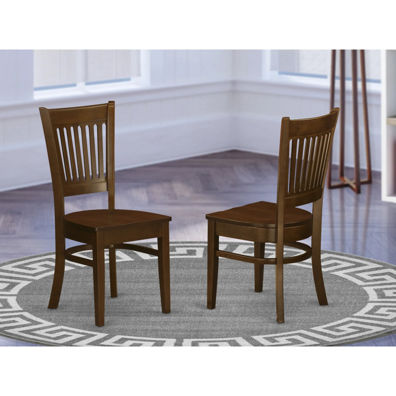 Vancouver Kitchen Dining Chairs - Slat Back Wood Seat Chairs, Set of 2, Espresso, Espresso